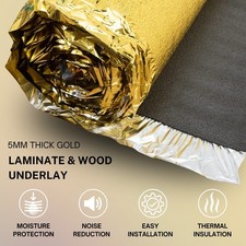 Laminate Underlay 15m² 5mm Thick Gold Underlay for Laminate or Wood Flooring
