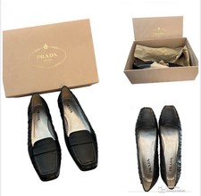 Prada Black Leather Loafers Size 7 FLAWLESS Worn Once 