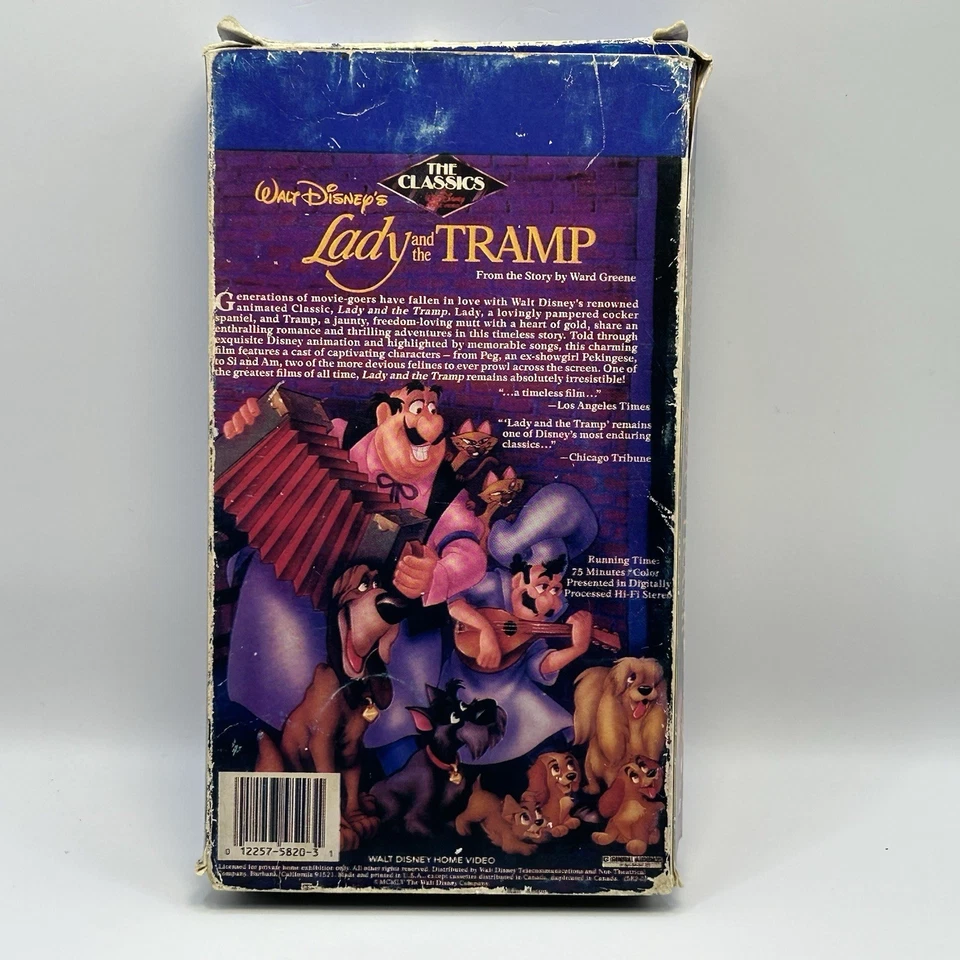 Lady & the Tramp VHS Disney Tape Black Diamond Classics VTG Slipcover Case Rare! - Image 2 of 4