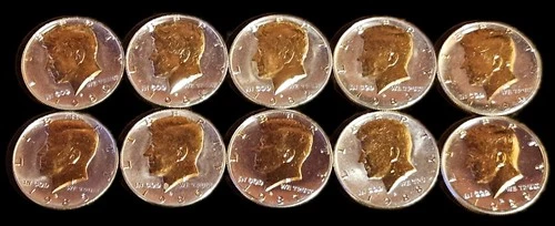 Lot of 10 DANBURY MINT 1980-1989 KENNEDY Half Dollars 24K GOLD & SILVER PLATED