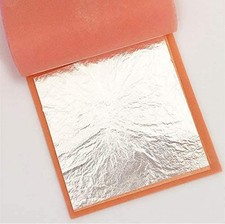 Pure Silver Leaf Foil Sheets 50pcs 99.9 Real 5 x 3 inch, Gold