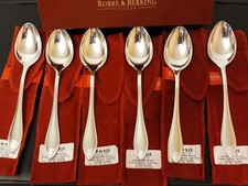 ROBBE & BERKING NAVETTE 6x GRO&szlig;E KAFFEE L&Ouml;FFEL 925 SILBER BESTECK - OVP