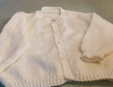 Handmade Knit Child's Cardigan Sweater White Yarn
