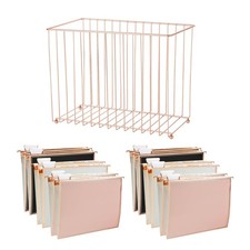 Y YOMA 1 Pack Rose Gold Desktop Hanging File Organizer  12 Pack Rose Gold Po...