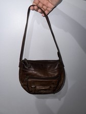 Vintage Fossil Brown Pebbled Leather Shoulder Handbag Y2K F