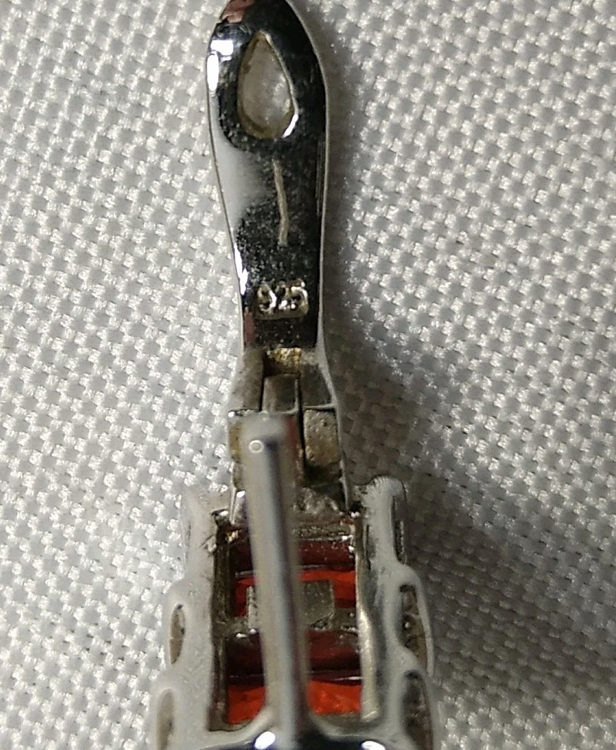 925 Sterling Silver Garnet  Hinged Loop Earrings … - image 3