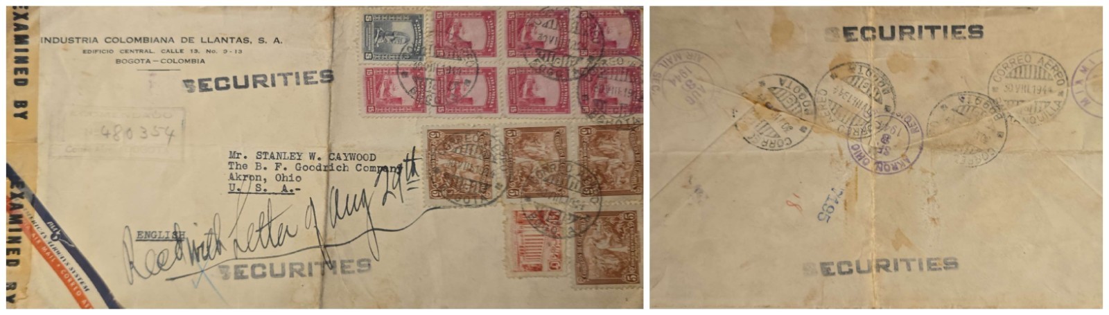 O) 1944 COLOMBIA, BOGOTA, SPANISH FORTIFICATIONS - CARTAGENA, SCT C123 15c, COFF