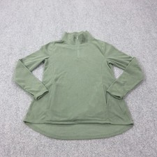 Eddie Bauer Sweater Womens Large Green Fleece 1/4 Zip Mock Neck Pullover Pockets