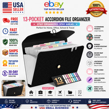 13 Pocket Expanding File Folder Organizer Portable Accordion Document Storage