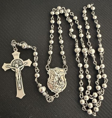 Stainless Steel Beads St. Michael Rosary, Unbreakable, Handmade, Stainless Wire.