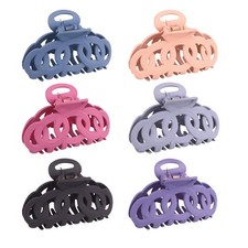 6 Pcs Womens Girls Ladies Classic Plastic Hair Claw Clips Matte Colorful-A