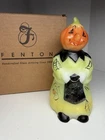 Fenton Vintage Limited Edition Glass Pumpkin ghost Trick Of Treat Figurine BOX