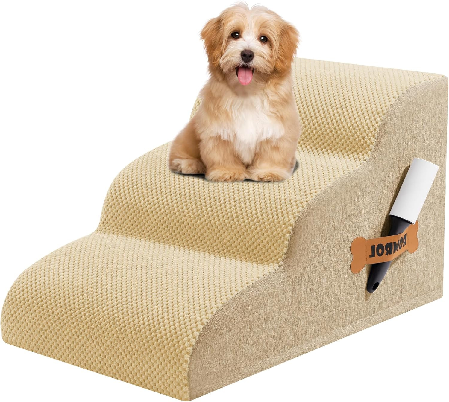 3-Tier Dog Stairs for Bed and Couch - 13.5"H Non-Slip Dog Ramp Extra Wide Steps