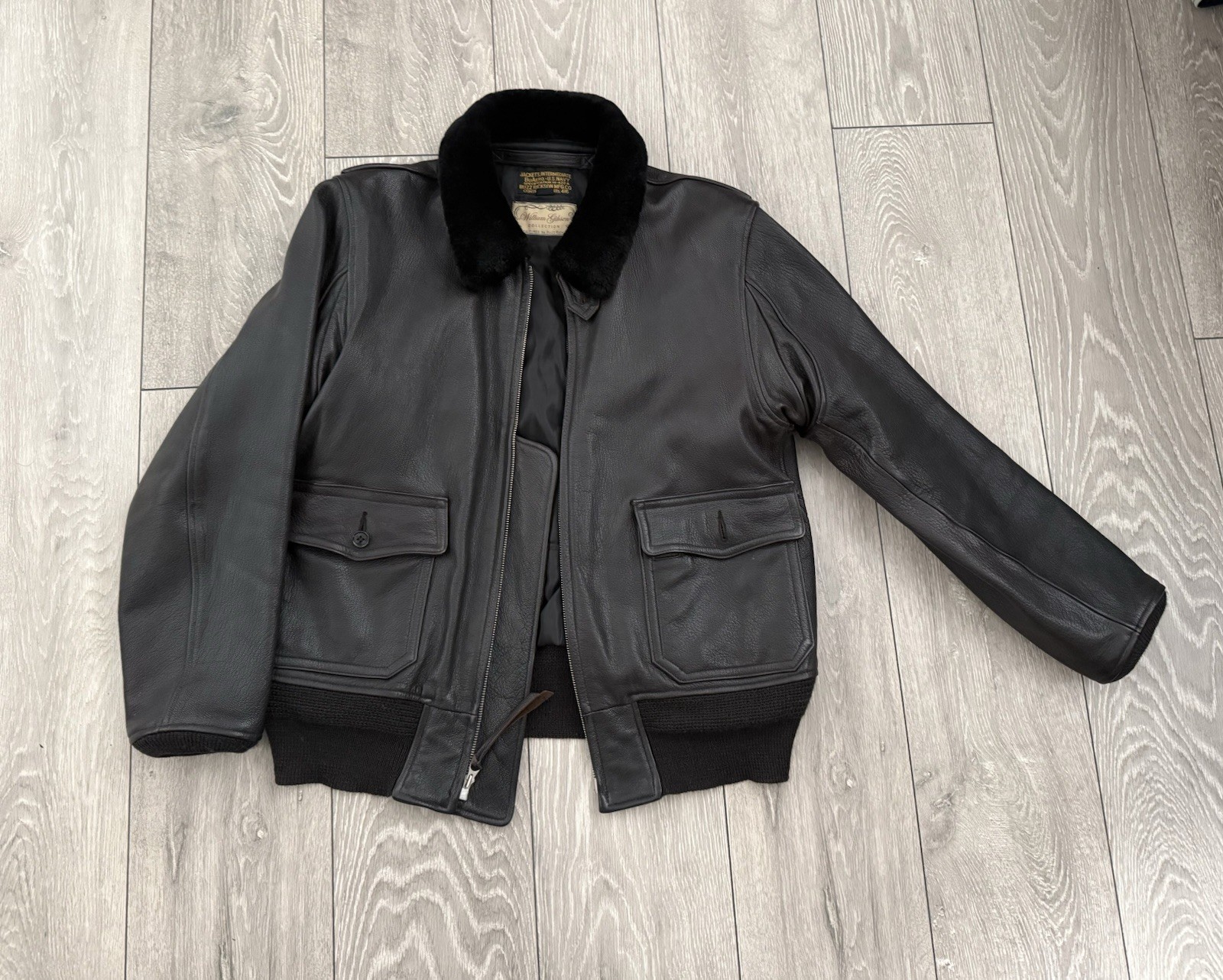 Buzz Ricksons Leather Flight Bomber Jacket Size 4… - image 1