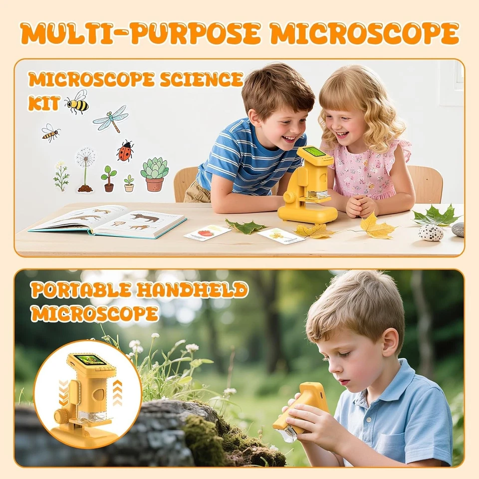 Kids Microscope 120X-1200X Handheld Pocket STEM Kit with LCD Screen for Ages 6-1 - Image 4 of 4