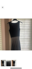 Ivanka Trump Black White Striped Knit Fit  Flare Sleeveless Midi Dress S