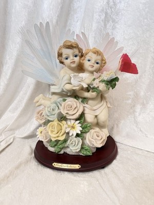 VTG Ray Chia Collection Lg. Fiber Optic Statue Cherubs Lightning Sphere