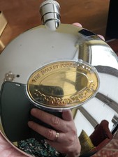 THE ORIGINAL DALVEY POCKET FLASK  WITH BRASS OAKLEAF EMBLEM - LARGE SIZE