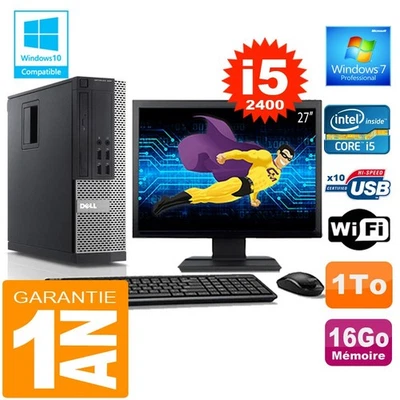 PC DELL 990 SFF Core I5-2400 Ram 16Go Disque 1 To Wifi W7 Ecran 27" - Photo 1/4