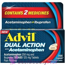 Advil Dual Action With Acetaminophen Pain Reliever 144 Caplets