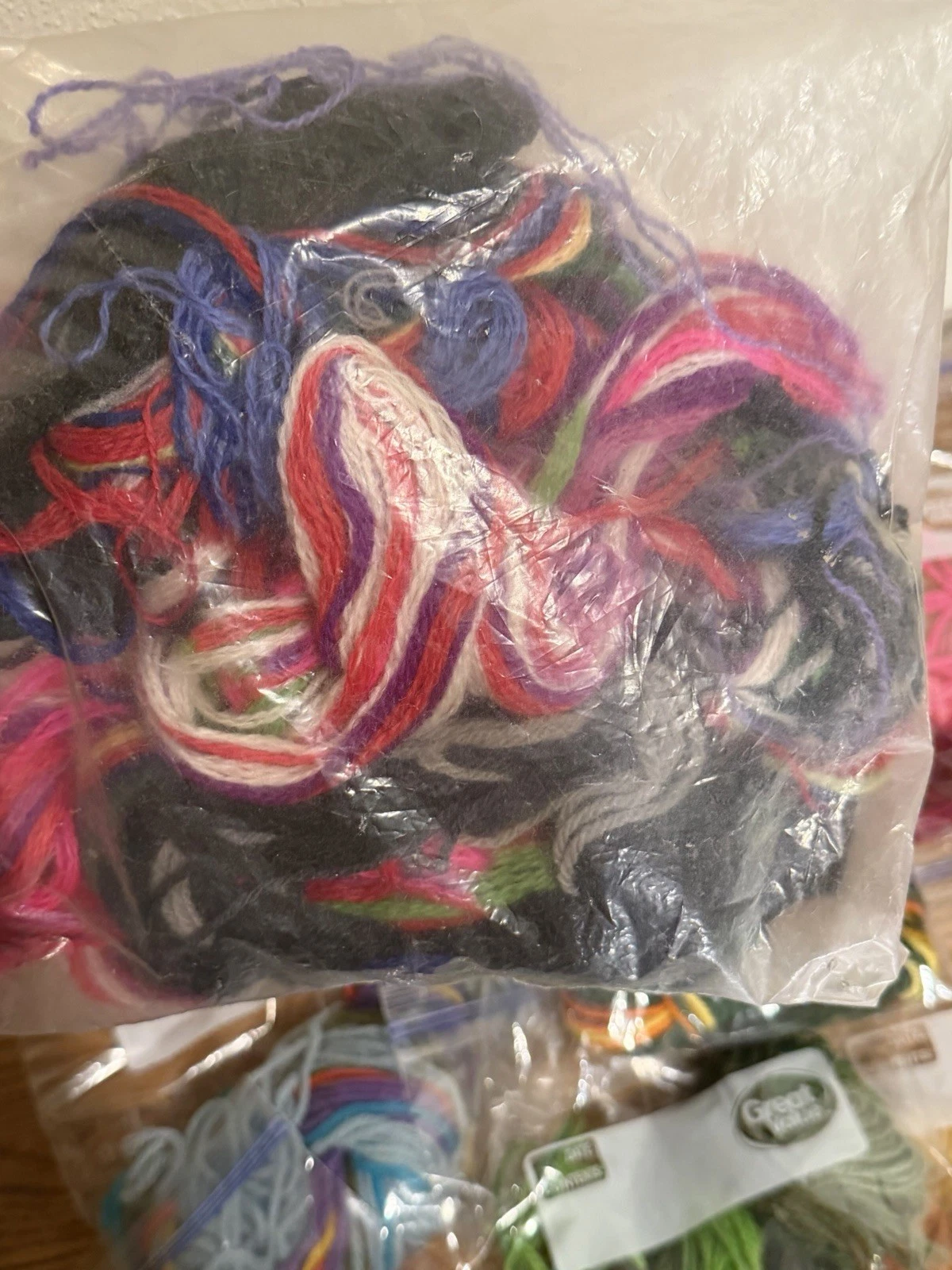 Mixed Scrap Yarn & Crewel Thread Craft Destash Lot image 2