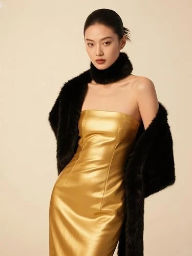 Envoltura de bufanda larga para mujer con cuello de piel sintética, estola de piel de fiesta para todas las estaciones negra cálida Foto 4 de 4