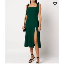 Reformation Emerald Green Twilight Midi Cocktail Slit Dress Size 2