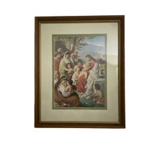 Jesus Blessing the Children Vintage Framed Print