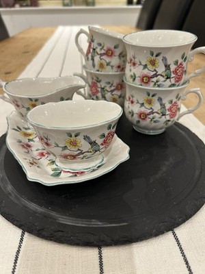 Vintage ALTE FOLEY JAMES KENT STAFFORDSHIRE Chinesische Rose. Teeservice. Sehr guter Zustand