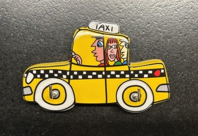 James Rizzi: Porzellan Schlüsselbrett YELLOW CAB, Taxi, 13,5 cm, neu, vergriffen
