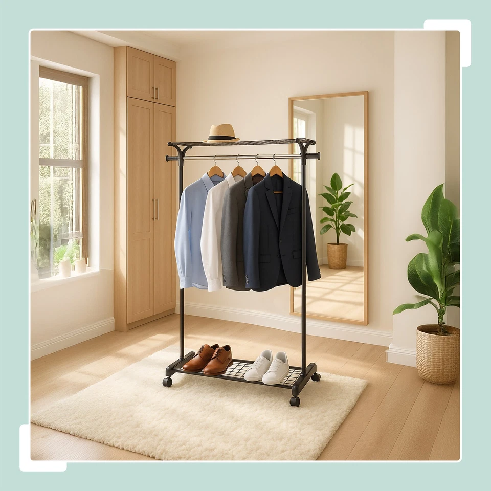 Porte-vêtements, chariot vestiaire, tringle à vêtements, meuble d'entrée - Photo 3/4