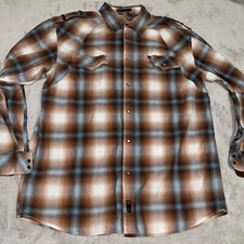 Rockawear Pearl Snap Button Up Shirt Plaid Mens 3XL Cotton Casual Formal