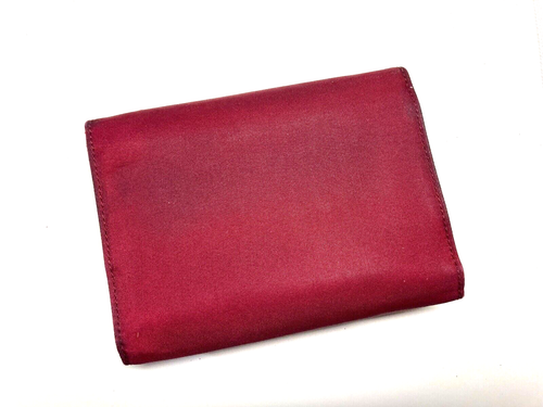 PRADA VINTAGE TRIANGLE EMBLEM POCONO NYLON LEATHER WALLET TRIFOLD ITALY RED - Picture 10 of 24