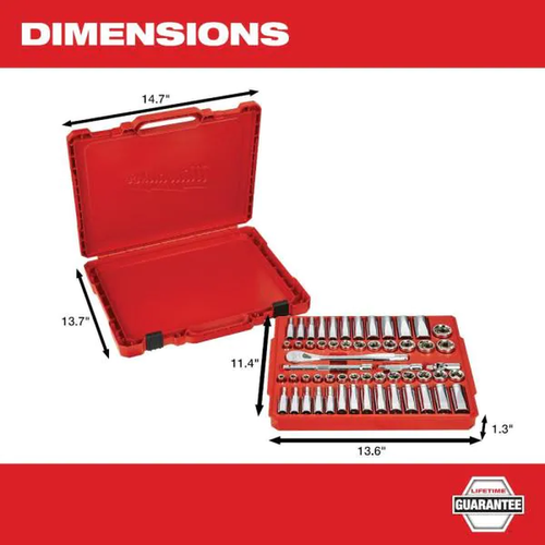 Milwaukee Ratsche Steckschlüssel Mechaniker Werkzeug Set 3/8 Zoll Antrieb SAE/Metrisch (56 Stück) - Bild 7 von 11