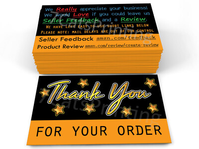 for Amazon Seller Thank You Cards Notes Review Request Link Sets 50 250 500 1000