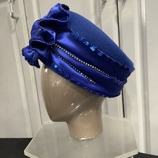 Gorgeous Royal Blue with Sequin Sunday Dress Church Hat By Mr. Hi  s Hats