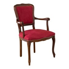 POLTRONCINA IN LEGNO CLASSICA MOD PARIS IMBOTTITA VELLUTO DAMASCO PRESTON ROSSO