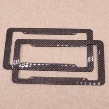 2Pcs Universal US Auto Car Carbon Fiber License Plate Frame Cover Set Tag 3K