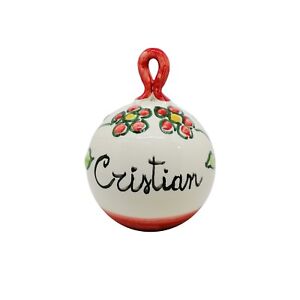 Palline Di Natale Con Foto Personalizzate.Palla Pallina Di Natale In Ceramica Vietri Rossa Con Fiori Personalizzata Ebay