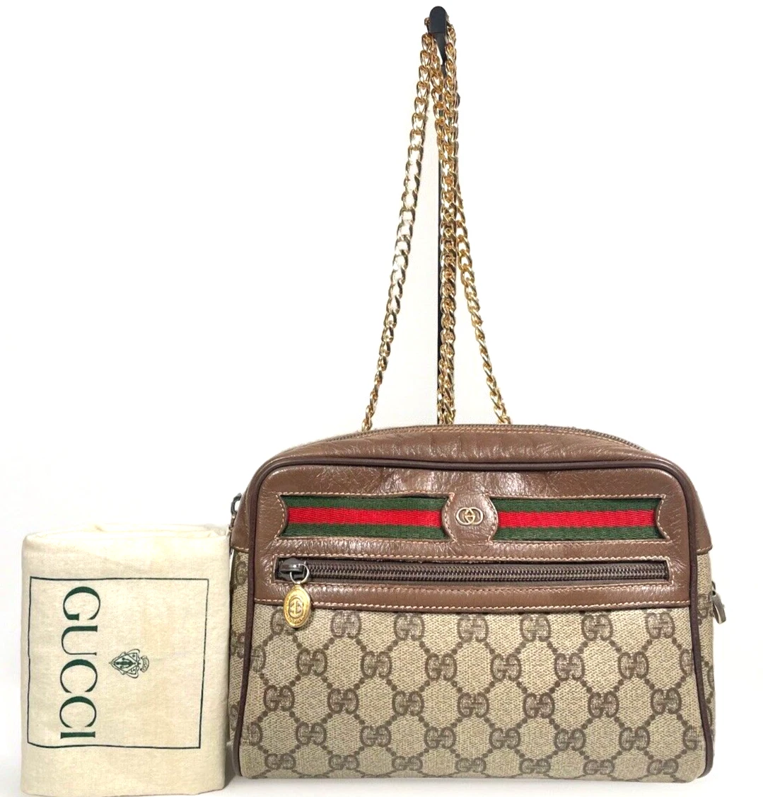 Sac à main bandoulière vintage Gucci bandoulière PVC cuir suprême authentique