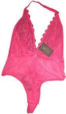 NWT Frederick's Of Hollywood Saffron Floral Fuschia Lace Teddy Size Medium M