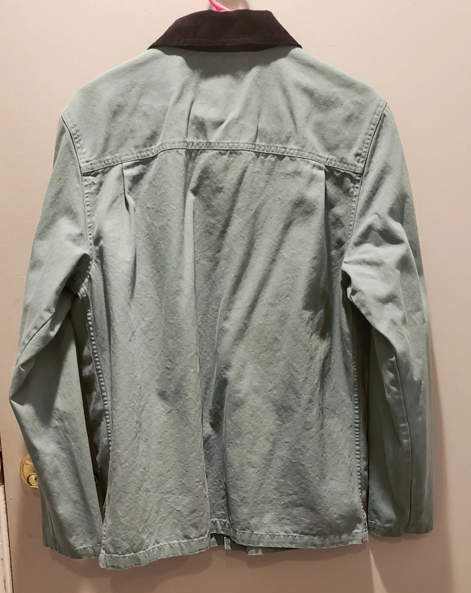 VANS DRILL CHORE TEAL GREEN DENIM JACKET W/ CORDUROY COLLAR MEN&