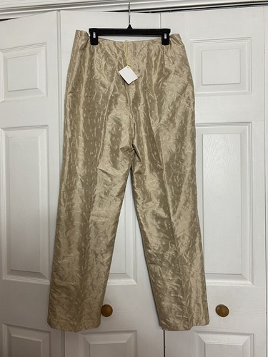 NWT Talbots Size 14 Gold Silk Shantung Pants Embroidered Lined Women’s NEW - Picture 3 of 4