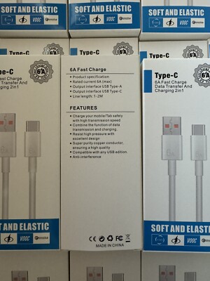 Lot Of 20 Type C Charger Cable Lot Fast Charging for Android Phones Tablets - 2M