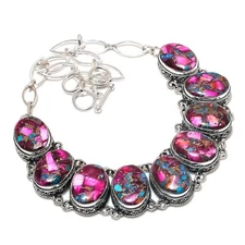 Pink Spiny Oyster Gemstone Handmade 925 Sterling Silver Jewelry Necklace For Her