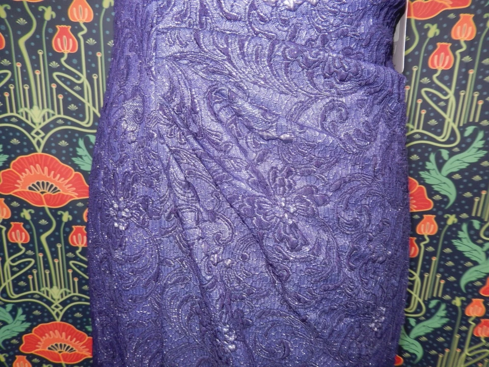 JS Collections Purple Jacquard Silver Metallic Formal Long Mother Of Bride Dress - Image 4 of 4