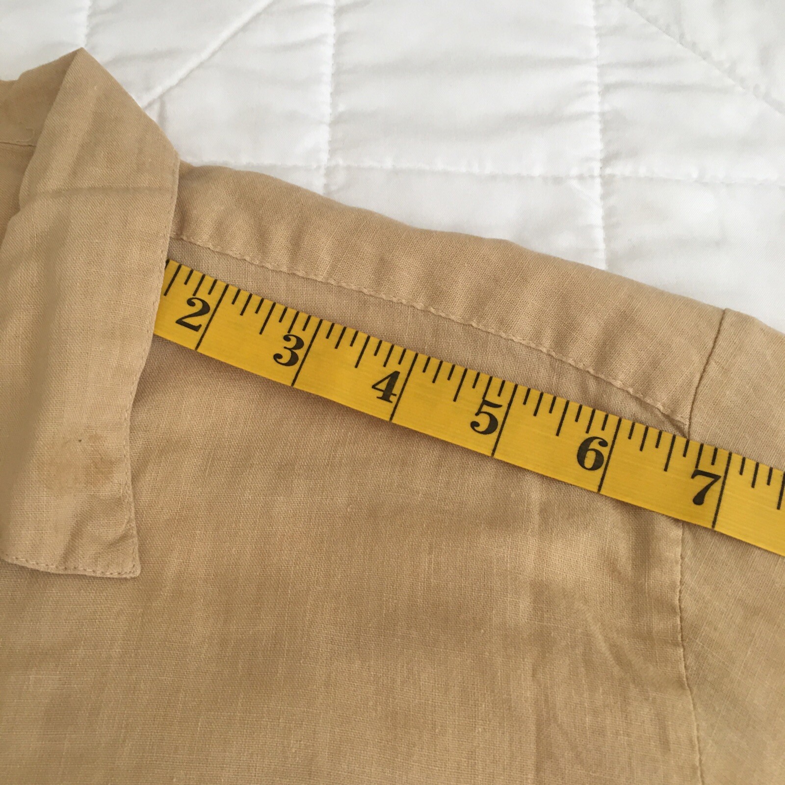 Beige Shirt Collar Short Sleeve Knit Top