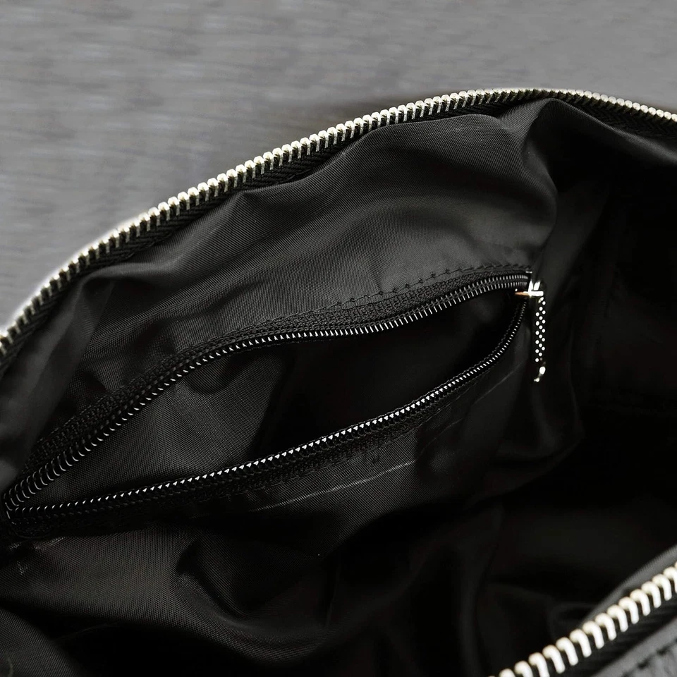 Kulturbeutel aus Leder, Kosmetiktasche Schminktasche Reise Kosmetik gelb schwarz - Bild 3 von 4