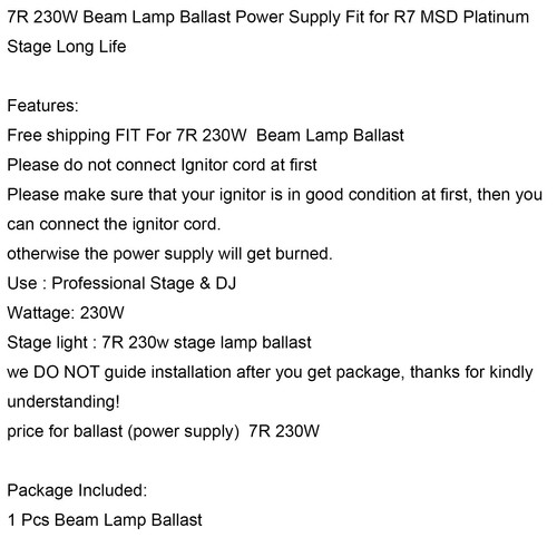7R 230W Faisceau Lampe Avec Ballast Alimentation Pour R7 MSD Platinum Stage Ligh - Photo 9/11