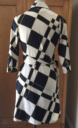Julie Brown Milo Check 3/4-Sleeve Mini Wrap Dress, Moonshine Size 0 or P - Picture 5 of 12